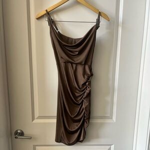 ASOS Elegant Brown Draped Dress